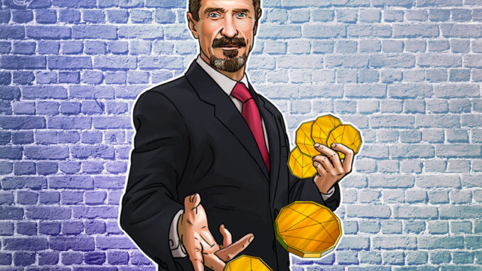 McAfee continues to promote cryptocurrencies from his Spanish jail cell