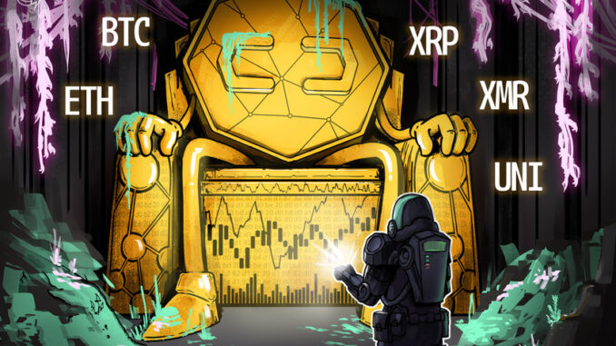 Top 5 cryptocurrencies to watch this week: BTC, ETH, XRP, XMR, UNI